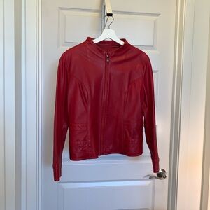 Minimalist Sleek Remy Leather Red Genuine Real 100% Leather Jacket